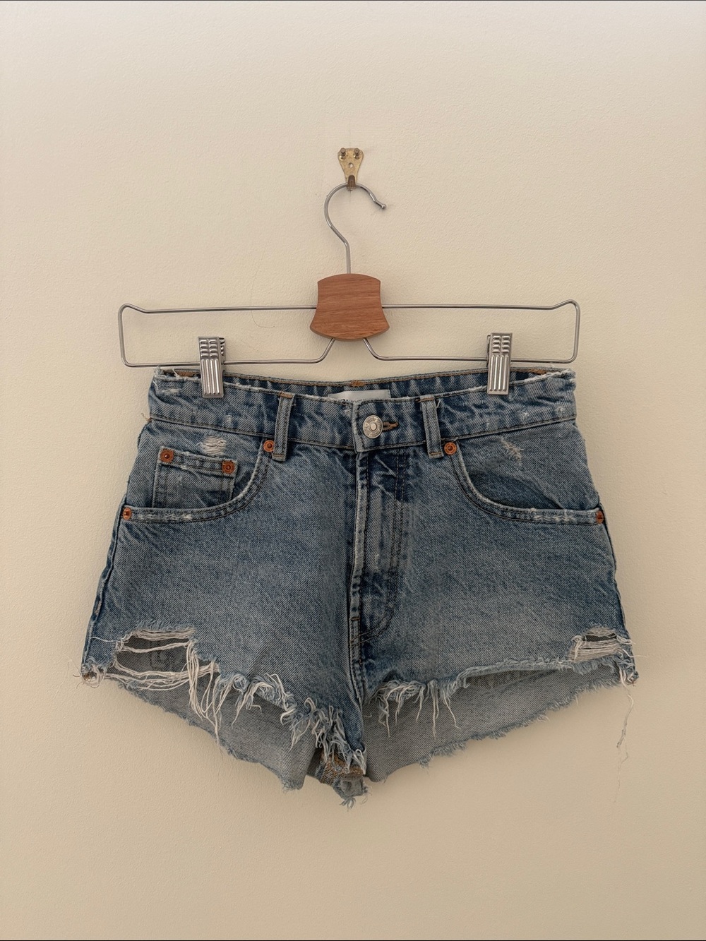 Zara Distressed Denim Shorts